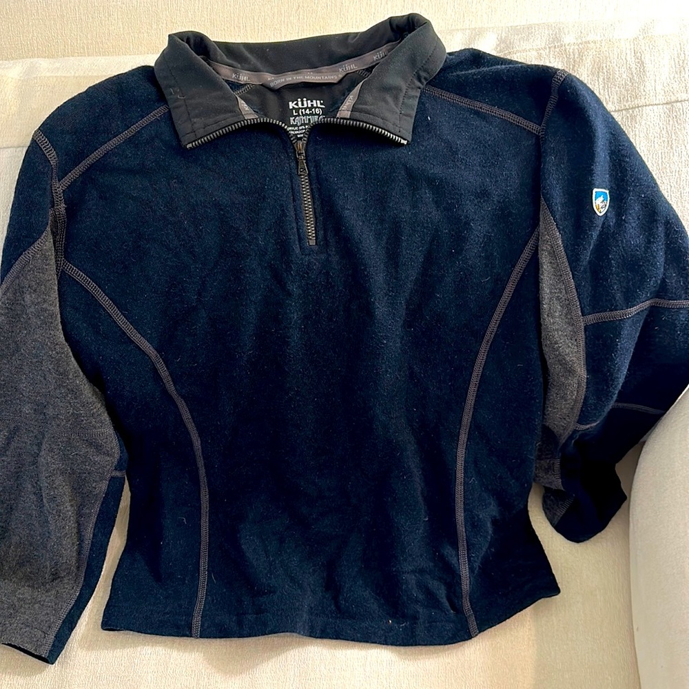 Youth L (14-16) navy with gray accents Kuhl ‘Kashmira’ fleece pullover